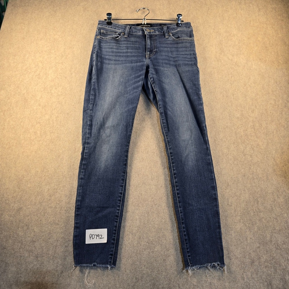 Lucky Brand Skinny Jeans Womens 6/28 Medium Wash Raw Hem Denim Blue